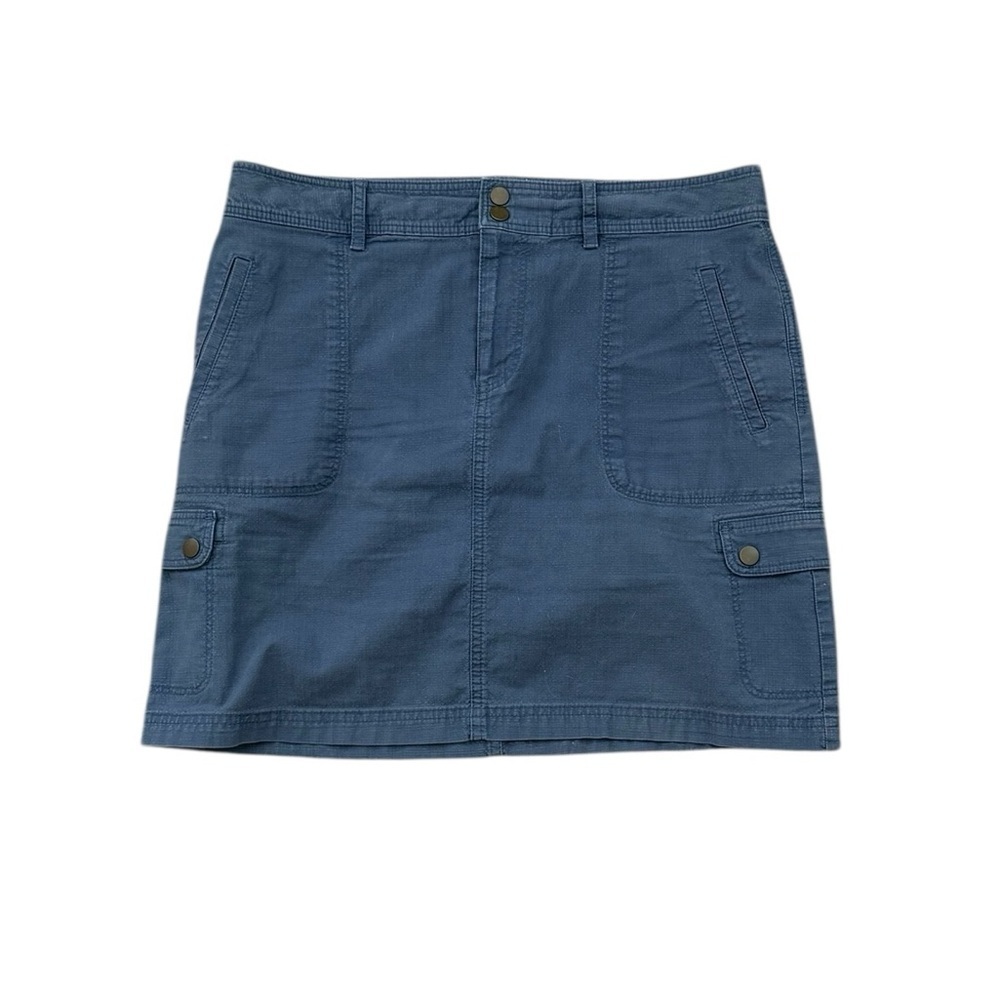 LL Bean Favorite Fit Cargo Blue Pockets Zippers Skirt Womens Size 10P